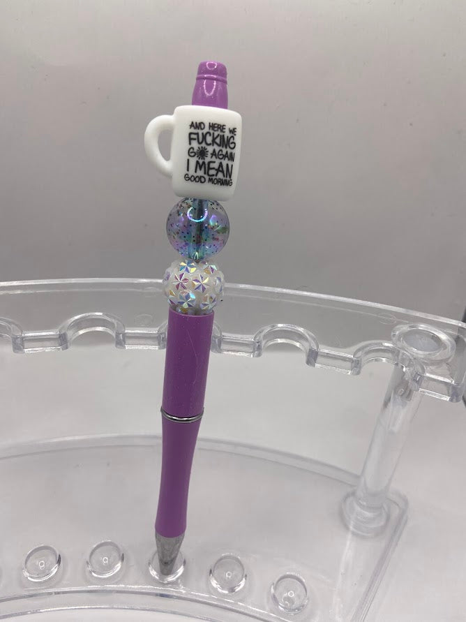 Beaded pen with cup focal
