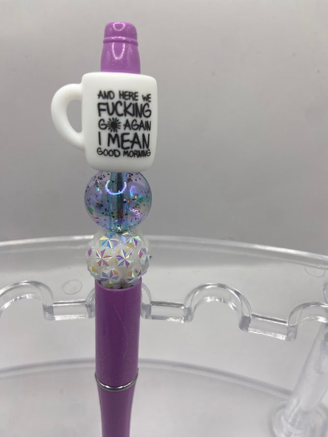 Beaded pen with cup focal